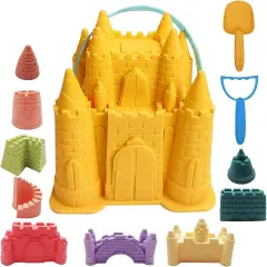 Summer Beach and Sand Castle Kit, 12 PCS Sand Toys for Kids Outdoor with Sand Castle Bucket, Molds, Rake and Shovel, Great Toys for Beach
