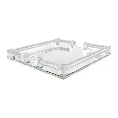 Crystal Mirror Tray with Inner Diamonds Square