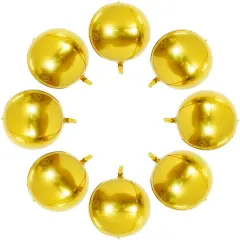 10 pcs Gold 4D balloon, 15 inch Foil Mylar Sphere Balloon for Birthday Party,Wedding,Valentine's Day, Christmas,Baby Shower Decoration Supplies