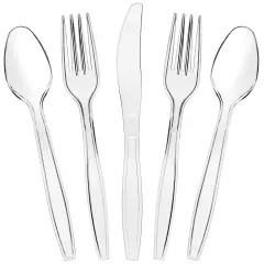180 Pack Clear Plastic Silverware, Disposable Cutlery Utensils with Spoons, Forks and Knives, Heavy Duty Flatware Set for Parties & Events
