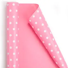 Wrapping Paper Roll-46.8sqft(17 Inch X 32.8 ft)-Reversible Gift Wrap Paper with Polka Dot Design for Girls,Birthday,Wedding,Baby Shower,All Holidays