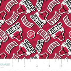 NBA Licensed Chicago Bulls Toss Red Cotton Fabric by the Yard