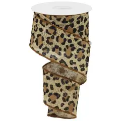 2.5" Leopard Print Ribbon: Natural (10 Yards)