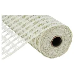 10" Poly Burlap Check Mesh Ribbon: Cream