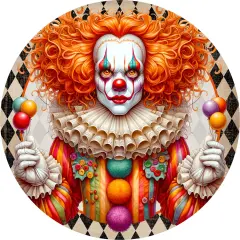 Colorful Halloween Clown Round Sign