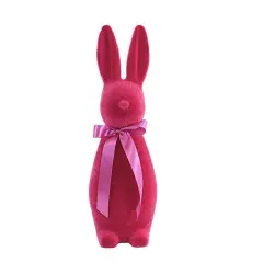 16" Flocked Button Nose Bunny (WH0134) Dark Pink