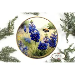 Bluebonnets Bumble Bee Round Sign