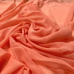 1 Yard Chiffon Fabric 60" Wide Lightweight Sheer Material 100% Polyester Bridal & Formal Wear Coral