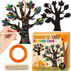 Fall Trees Scratch Cards - 48pcs Thankful Leaves Trees