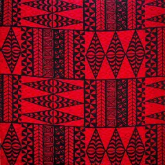 1 Yard Traditional Tongan Geometric Design Cotton Fabric 30in L x 45in W Red & Black