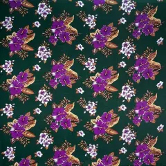 1 Yard Hibiscus Plumeria & Tropical Leaves Clusters Rayon Fabric 36in L x 45in W Hunter Green