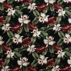 1 Yard Tropical Garden 100% Cotton Light Barkcloth Fabric 36in L x 45in W Premium Textile Black