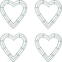 Wire Wreath Frame DIY Heart Shaped Wreath Form Iron Art Flower Wreath Rings 25mm,Green,4PCS