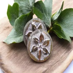 *4* 18mm Metallic Pink Washed Crystal Picasso Table Cut Hawaiian Flower Coin Beads