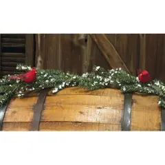 Snowy Twig Garland With Cardinals, 5ft