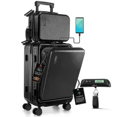 TravelArim 20 Inch Carry On Luggage with Luggage Scale Black