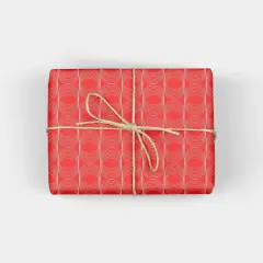 Fine Line Circle Pattern Red Gift Wrap
