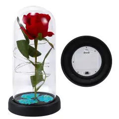 LED Lighted Beauty and the Beast Enchanted Rose In Glass Dome Mother's Day Gift