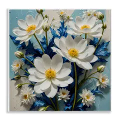 Stupell Industries Magnolias & Blue Florals Wall Plaque Art Design by Yuri Khrushch