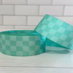 Sea Green Tonal Check 1.5&rdquo; Seatbelt Webbing