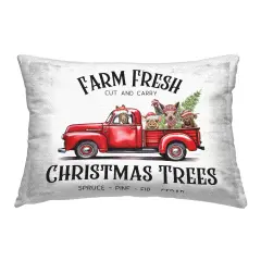 Rustic Farm Fresh Trees Design by Lee Keller Outdoor Printed Pillow 