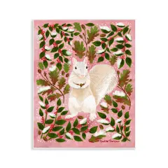 Stupell Industries Squirrel & Winter Holly Wall Plaque Art Design by Renee Thompson