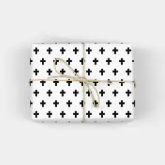 Christmas Cross Black and White Gift Wrap