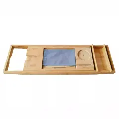 Bathtub Caddy Tray Bamboo Bath Tray Table Rack Tablet Phone Books Holder Shelf