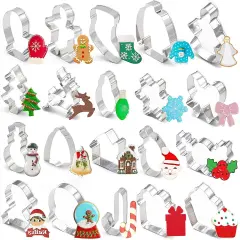 20 Pieces Christmas Cookie Cutters &ndash; Glove Gingerbread Angel Candy Cane & More
