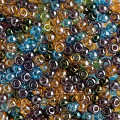 John Bead 6/0 Mixed Czech Glass Seed Beads, 100g Crystal Luster Mix