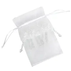 Lace Skirt Beaded Organza Bags White 4'' x 6'' for Gifts