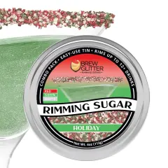 Brew Glitter - Holiday Rimming Sugar (4oz, 1x Bar Tin) Cocktail Garnish for Mixed Drinks & Refreshments