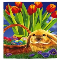 Tulips and Bunny Garden Flag 2 Sided Decorative