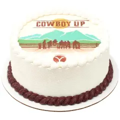 Yellowstone Cowboy Up PhotoCake&reg; Edible Cake Topper Icing Image for 8 inch round cake or larger