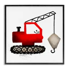 Stupell Industries Red Construction Vehicle Framed Giclee Wall Art Design by Elizabeth Medley