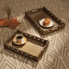 Handcrafted Jolly Carved Mango Wood Serving Tray in Brown Color