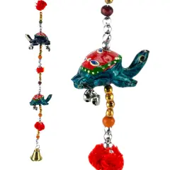Rajasthani Door Hanging Wind Chimes Indian Traditional Turtle Wall Hanging Diwali Christmas Wedding Decor Wind Chime for Home Decoration Patio - Housewarming Gifts (15.5 Inches)