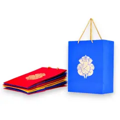 Ganesha Paper Carry Bags Party Favor Gift Bag for Goodie Wedding Ganesh Chaturthi Puja Return Gifts - 8x4x10 Inch