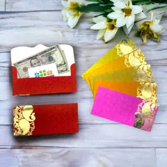 Pack of 10 Money Envelopes for Cash Assorted Indian Paper Shagun Lifafa Gift Cards Ganesha Decorative Lucky Cash Card Currency Holder Tip Envelopes Wedding Diwali Gift