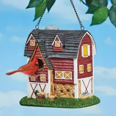 Collections Etc Hand-painted Red Country Farm Barn Birdhouse