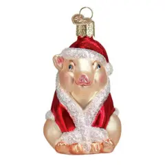 Old World Christmas 2.75 In Christmas Ham Christmas Tree Ornament , Christmas Decor Ornament Pig Hog Santa Multicolored