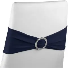 Navy Blue Chair Sashes with Silver Buckles for Wedding Reception, Baby Shower, Birthday Party, Fits 13.5- to 16.5-Inch Chair Backs (50 Pack) Multicolor