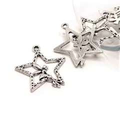 Silver Fairy on Star Charms, 29x25mm