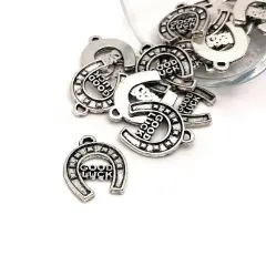 Silver Good Luck Horseshoe Charms, 17x15mm