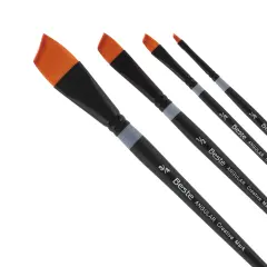 Creative Mark Beste Golden Taklon Gold Angular Set of 4 Artist Paint Brush, Professional Watercolor Brushes, For Acrylic Painting, Short Handle, Sharp Edges, Hand-Tied & Shaped