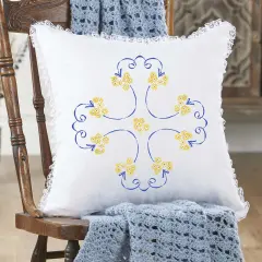 HerrschnersAugusta Lace Pillow Cover Stamped Embroidery Multi