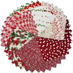 42Pcs Red Cotton Quilt Fabric Squares - 5''x5''