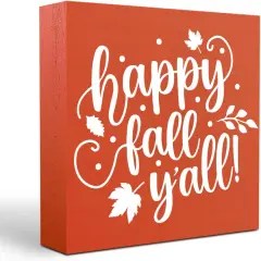 Happy Fall Y'all Wooden Box Sign Fall Tabletop Decor