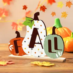 3 Pcs Fall Pumpkin Wooden Signs Tabletop Decor