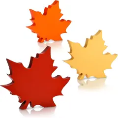 3 Sizes Maple Leaves Wooden Sign Table Decor